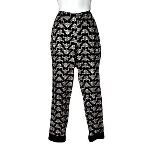 Frances Valentine Black Velvet Gold & Silver Filigree Embroidered Pants, Size 6